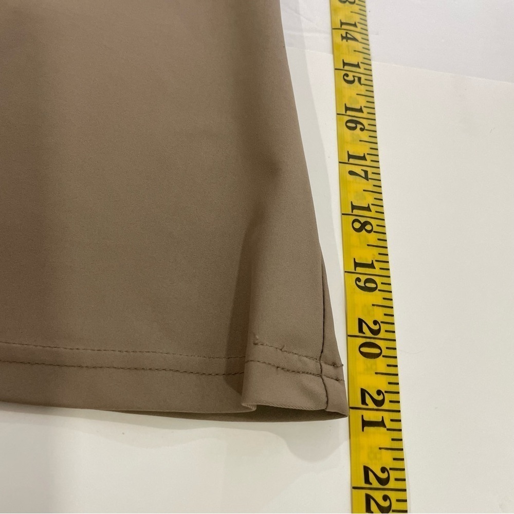 Sundays Tan Stretch Long Sleeve Top Square Neck Fitted Minimalist Neutral Size M - Picture 11 of 12